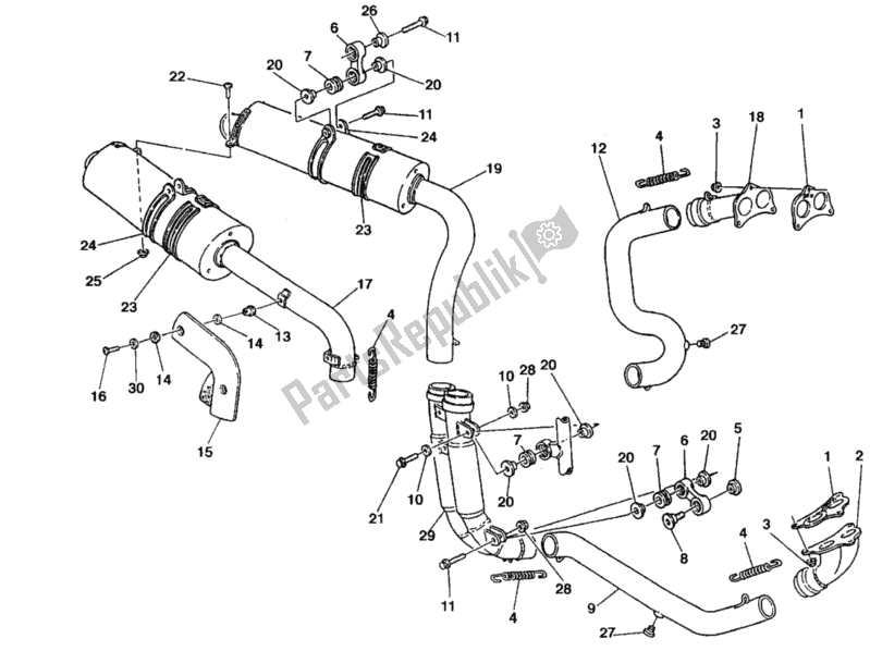 Tutte le parti per il Impianto Di Scarico del Ducati Superbike 748 SPS 1998